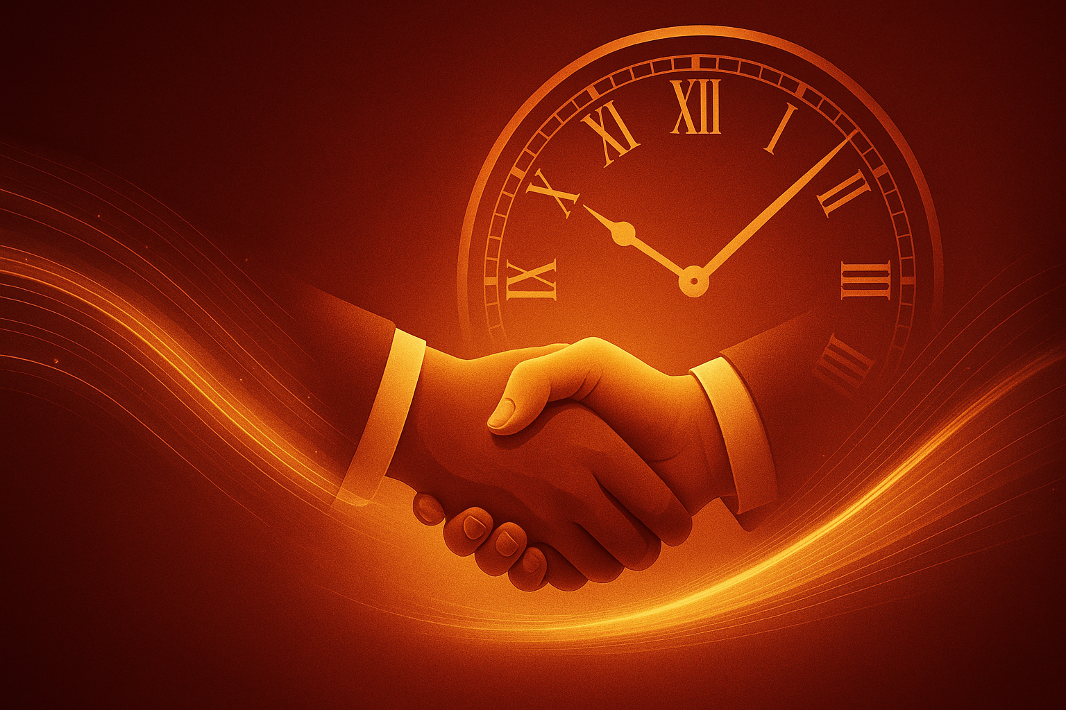 Background handshake under golden clock